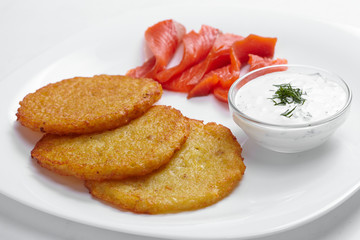 potato pancakes with salmon