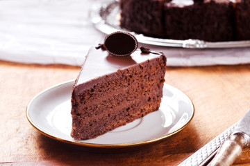 Dark chocolate cake with whipped cream frosting