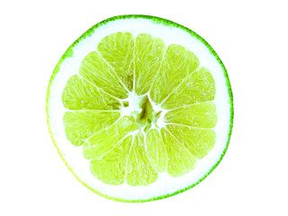 Slice of lime isolated on white background