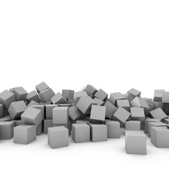 3D cubes composition on white background