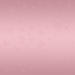 Romantic pattern with lady and butterflies on a pink gold background 