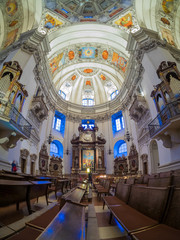 Obraz premium Dome of the Salzburg Cathedral in Austria, interior of the cathedral