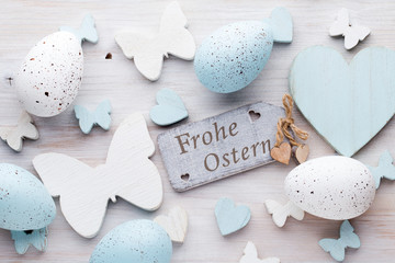 Easter decorations on a beautiful background. Greeting Card.