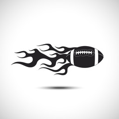 American football on Fire Logo. Fireball icon Vector Illustration. Sport Concept.