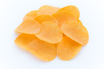 Potato chips on the papric. Eco food.