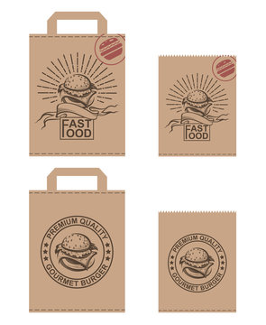 fast food collection of package with burger