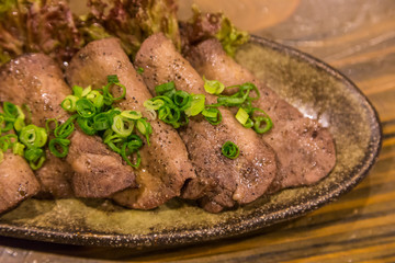 Gyutan - Japanese style grilled beef tongue.
