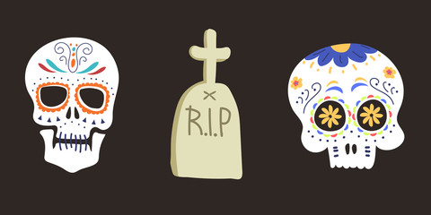Style skull face dia de los muertos symbol vector illustration.