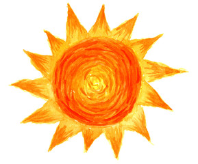 Sun in watercolor