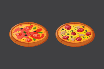 Hot fresh pizza icon vector illustration.