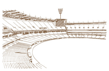 Sketch of Cricket stadium in vector illustration.