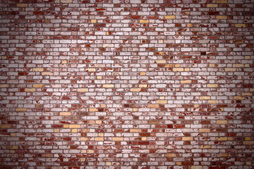 Fototapety  Stary mur z cegły z winietowaniem w tle
