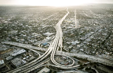 Photo sur Plexiglas Los Angeles Vue aérienne de Los Angeles depuis un hélicoptère