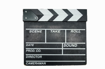 Obraz premium Cinema clapperboard isolated on white background