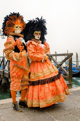 Beautiful Masks at the Carnival of Venice on a Foggy Day