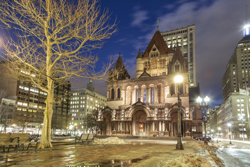Fototapeta na wymiar Trinity Church, Boston, Night View