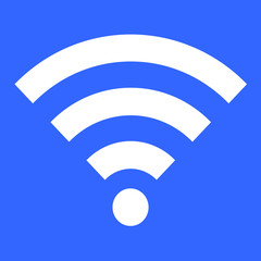 White wifi icon isolated on blue background. Vector illustration.