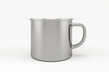 metal mug isolated on white. 3d rendered image