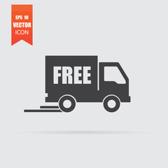 Free delivery icon in flat style isolated on grey background.