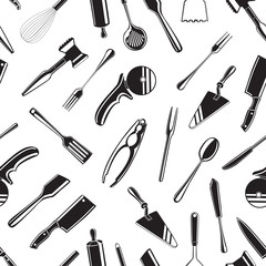 Seamless pattern background with kitchen equipment