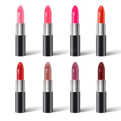 Set of realistic lipsticks in black tube
