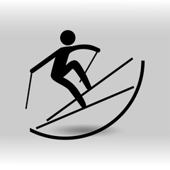 eps 10 vector Freestyle Skiing Halfpipe sport icon. Winter sport activity pictogram for web, print, mobile. Black athlete sign isolated on gray. Hand drawn competition symbol. Graphic design clip art