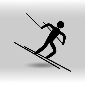 eps 10 vector Alpine Skiing Technikal sport icon. Winter sport activity pictogram for web, print, mobile. Black athlete sign isolated on gray. Hand drawn competition symbol. Graphic design clip art