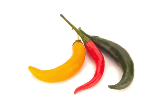 chili pepper red/green/orange/yellow isolated on a white background