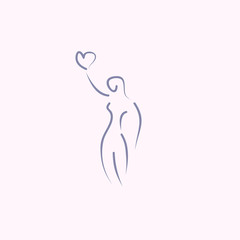 vector line woman nude icon