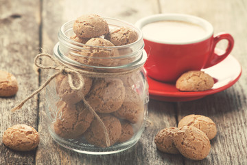 Traditional italian cookies and a cup of coffee