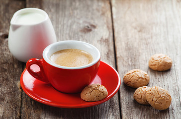 Traditional italian cookies and a cup of coffee