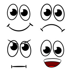 comical cartoon faces set against a white background vector illustration