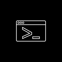 Custom coding line icon, seo & development, browser sign, a linear pattern on a black background, eps 10.