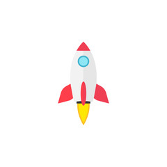 Start up flat icon, seo & development, Rocket sign, a colorful solid pattern on a white background, eps 10.