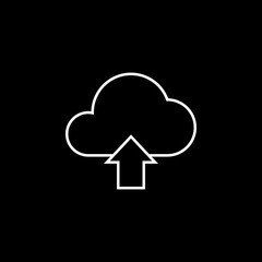 Cloud upload line icon, seo & development, upload button, a linear pattern on a black background, eps 10.