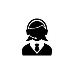 Online consulting solid icon, seo & development, female operator sign, a filled pattern on a white background, eps 10.
