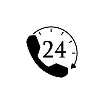 Full time call services solid icon, seo & development, help and support sign, a filled pattern on a white background, eps 10.
