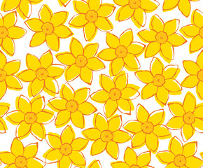 spring yellow flower seamless pattern on white