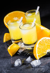 Orange juice in a large glass