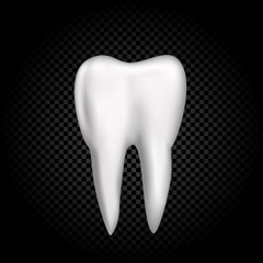 Tooth on dark transparent background