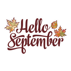 Hello September. Text retail message. Best for sale banner.