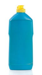 bottle of dishwashing detergent isolated on white background