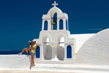 Architecture of island of Santorini, the most romantic island in the world, Greece.  Travel to...