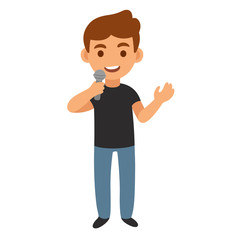 Young man with microphone