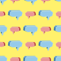 Colorful Speech Bubbles Seamless Pattern on Yellow Background