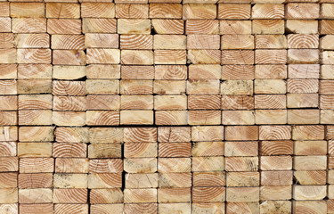 Fresh cut stacked building lumber.