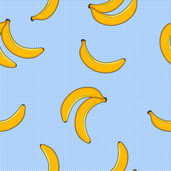 Fototapeta na wymiar Seamless pattern of yellow bananas
