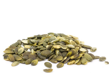 Pumpkin Seeds with a white background