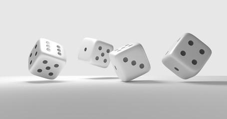 four dices cubes 3d render