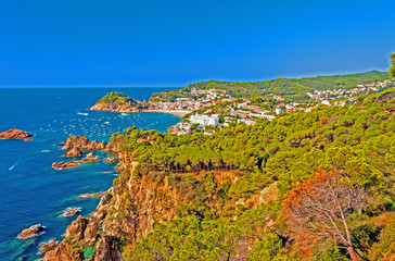 Fototapeta na wymiar View of Costa Brava coastline and town of Tossa de Mar, Spain
